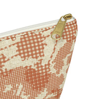 Floral Plaid Accessory Pouch w T-bottom in Orange